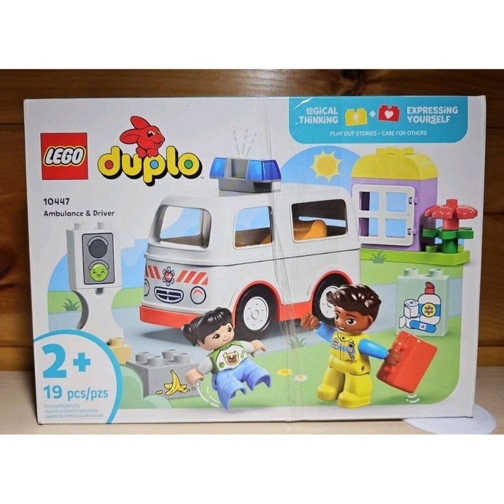 LEGO DUPLO Town Ambulance & Driver Building Toy Toddler 10447 Tape Around Box